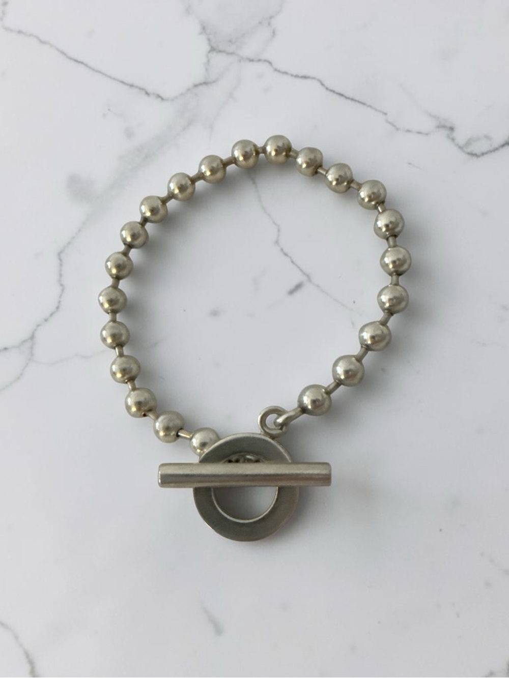 Gucci Silver Ball Chain Toggle Bracelet 925